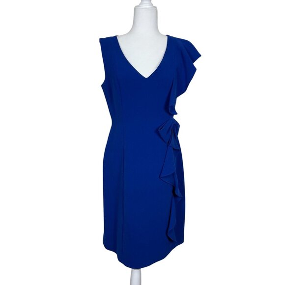 Rickie Freeman Teri Jon Dresses & Skirts - Teri Jon Rickie Freeman Dress Shoulder Ruffle Bow Cocktail Royal Blue Size 10